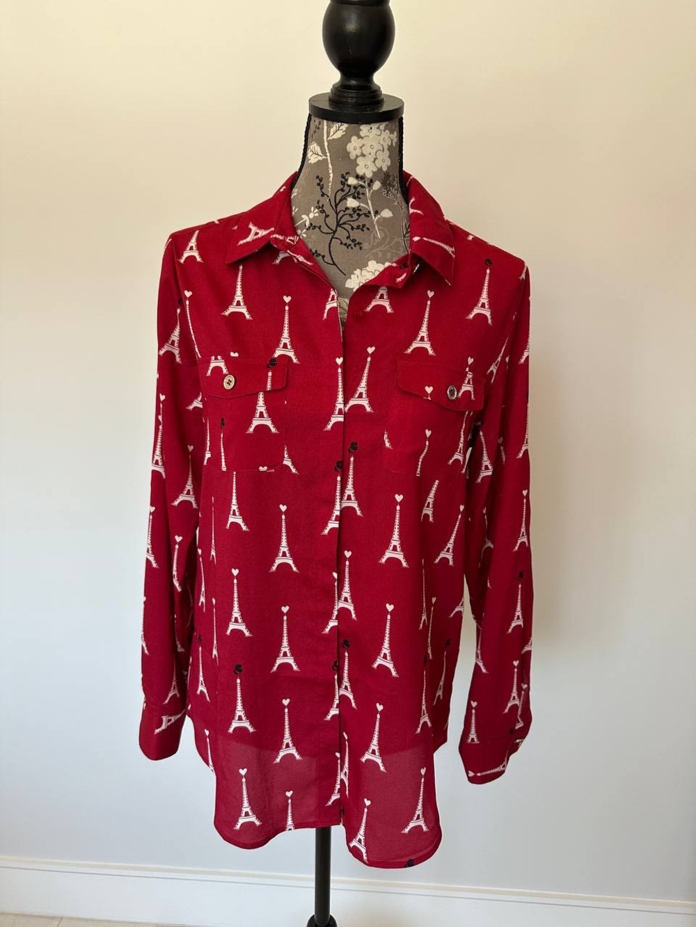Karl Lagerfeld Red Eiffel Tower Print Shirt
